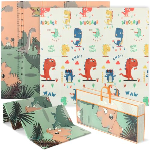 AIYAPLAY Krabbelmatte Spielmatte Faltbar 196 x 176 x 1,5cm Dinosauriermotiv | Doppelseitig, Baby, Spielteppich, Krabbeldecke, Kindermatte, Wasserdicht, für Innen & Outdoor