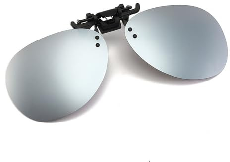 Polariserade solglasögon med clip-on-funktion, körglasögon med gula nattglas, resinglas, UV 400, silverfärgade, total bredd: 128 mm