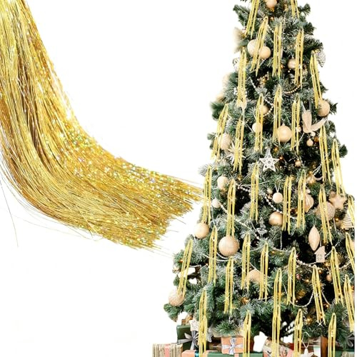 SilverChry Lametta für Weihnachten 5000 Stück, Lametta Fäden für Tannenbaum, Glänzende Weihnachtsbaum Fäden, Weihnachtsdeko Girlande, Christbaumschmuck, für Festivals, Partys und Bühnen