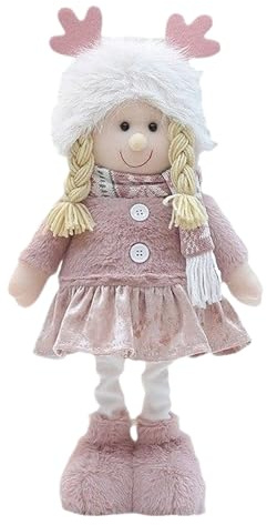Babypuppe aus Stoff – rosa Plüschfigur, Spielzeug mit verstellbaren Beinen, süße Weihnachtsdekoration | Weiches, mit Fasern gefülltes Puppendesign, realistisches -Ornament, ideal für Einweihu