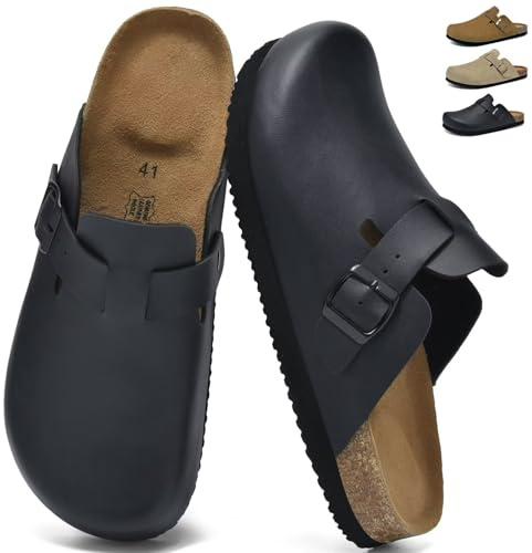 chetoria Zuecos y Mules Hombre Chanclas Sandalias con Hebillas Negro 42EU