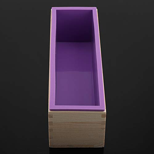 Generic Molde de de Silicona Certificado por la FDA, Rectangular, 1200 Ml, para Pasteles de Caseros, Horneado de Chocolate, con Carcasa de Madera Desmontable, Color Morado, 27,7 X 9 X 8,3 Cm