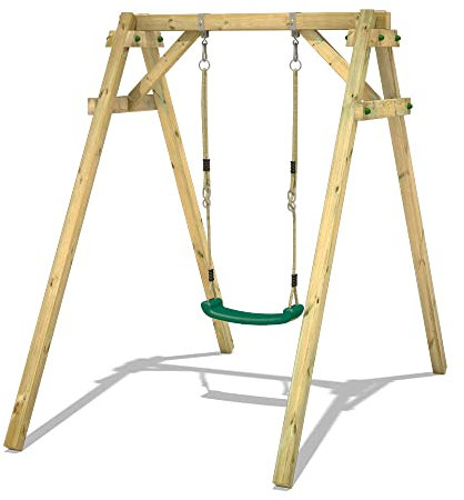 Kinderschaukel, Schaukelgestell, Schaukel, Schaukelgerüst, Doppelschaukel, Holzschaukel mit Kletteranbau für Kinder im Garten - Wickey Smart One - blau