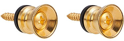 WANDIC 2Pcs Guitar Strap Locks End Pins Tail Nail Lock Button Pegs Screw Flat Head for Acoustic Classical Electric Guitar Bass Ukulele Gold