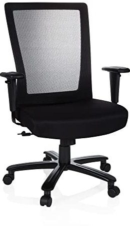 hjh OFFICE 738010 Bürostuhl XXL Extender Stoff Schwarz Drehstuhl bis 150kg belastbar, Netzrücken