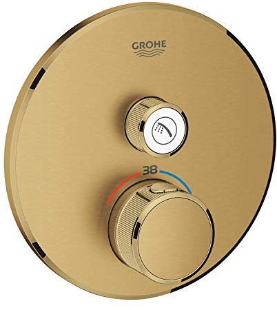Grohe Grohtherm SmartControl Thermostat mit einem Absperrventil, runde Wandrosette, Farbe: Frisch Dämmerung gebürstet - 29118GN0