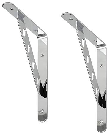 VORMANN Regalträger Regalhalterung Winkel Konsole Wandkonsole Wohnraumkonsole | Traglast 200 kg | Stahl Oberfläche chrom | 2-teiliges Set 250 x 200 x 30 mm | Made in Germany