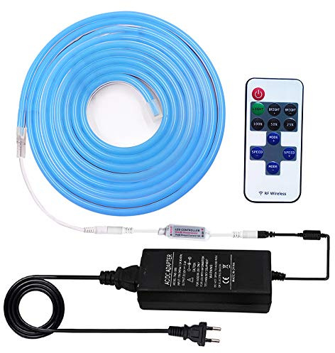 XUNATA Dimmbar Neon LED Streifen Blau, 12V 2835 120leds/m Diffusion Flexibles LED Lichtband Schlauch mit 11 Key Fernbedienung für Küche Stairway Weihnachten Party Deko (Blau, 2M)