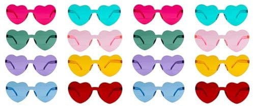 SOSTUDIO 8 occhiali da sole a forma di cuore, stile hippie, stile retrò, occhiali divertenti per feste di compleanno, agente per feste di compleanno, per bambini e adulti