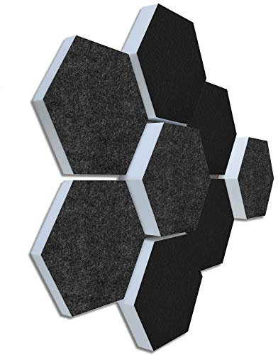 platino24 Schallabsorber COLORE aus Basotec G+ I Akustikpaneele mit Akustikfilz I 3D Wand-Paneele mit 8 Waben in Schwarz & Anthrazit I Akustikplatten zur Schalldämmung in Büro, Studio & Wohnung