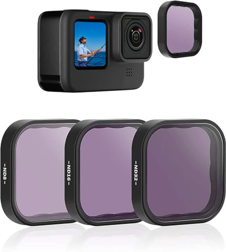 TELESIN 3-Pack Filter ND8 ND16 ND32 kompatibel mit GoPro Hero 12 Hero 11 Hero 10 Hero 9 Black, Objektivfilter-Set für Go Pro 12/11/10/9 Kamera-Zubehör