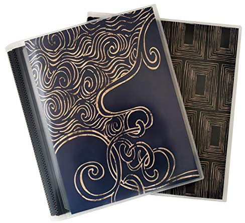 CocoPolka 8x10 Photo Albums Pack of 2 - Each Large Format Flexible Photo Album Holds Up to 48 8x10 Photos in Black Pockets. Removable Covers Come in Elegant Modern Patterns