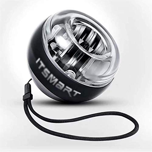 ZXQZ Palla da Polso, Palla Giroscopica Centrifuga Muta, per Allenatore di Forza del Braccio Force Grip Force, Nera, con Luci Colorate