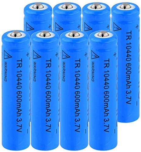 3,7 V 10440 600 mAh Li-Ion-litiumbatterier uppladdningsbara batterier för LED-ficklampor med fjärrkontroll 8 delar