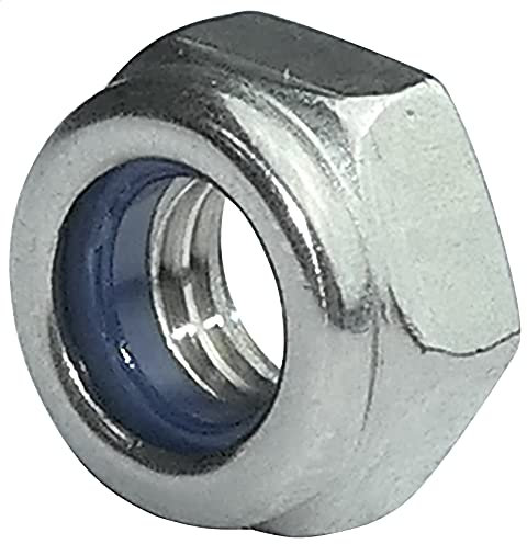 AERZETIX - Set di 100 dadi esagonali di bloccaggio M6 Ø esterno 10mm - in acciaio inossidabile A2 - dadi autobloccanti con anello in nylon - C49567