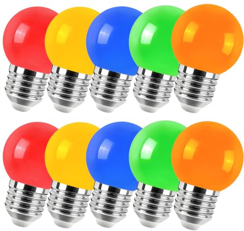 Jiotouhu E27 G45 kugelförmige LED-Glühbirne, 360-Grad-Beleuchtung, 2W, für AC220-240V, Nicht dimmbar, dekorative Beleuchtung für Halloween, Weihnachten, Festival, 10er-Pack