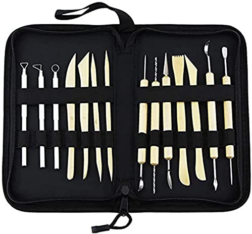 Namvo 14pcs Pottery Tool Set Kit Professional Clay Tools Ceramics Carving Sculpting Modeling Trimming Tool with Bag Case