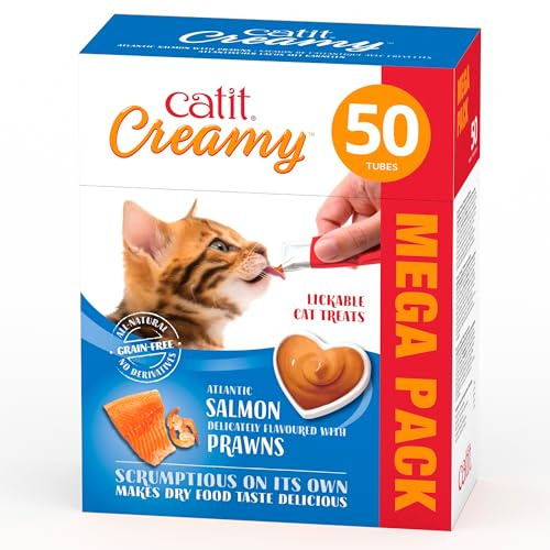 catit Creamy 50 x 10 GR kattgodis, lax/räkor