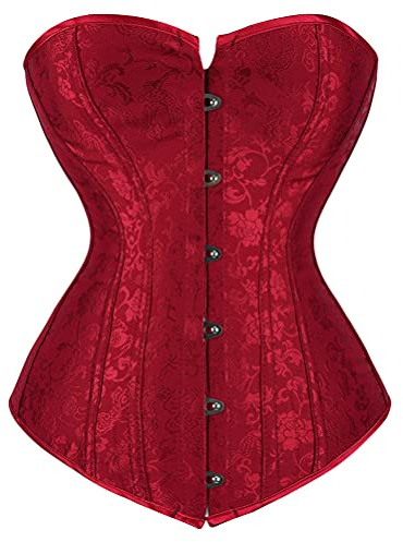 Grebrafan Victorian Vollbrust Corsage mit Schnürung Vintage S Rot