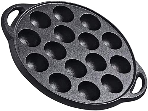 Padella Per Pancake Ripiena In Ghisa 15 Fori Pentola Takoyaki Padella Antiaderente Non Rivestita Padella Rotonda Nera Per Pancake 26X21X3 Cm