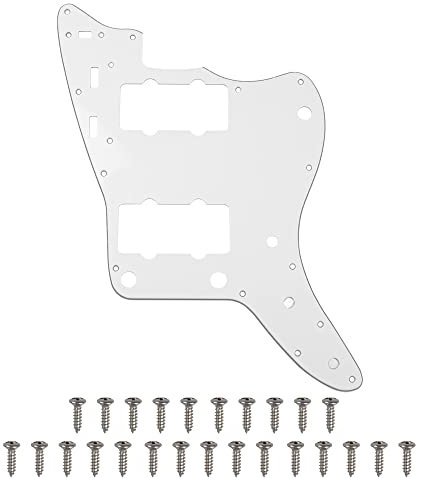 Yootones 65 60er Vintage Pickguard Gitarre Schlagbrett mit Schrauben, kompatibel mit amerikanischen/mexikanischen Vintage Stil Jazzmaster Pickguard Ersatz (3-lagig, weiß)