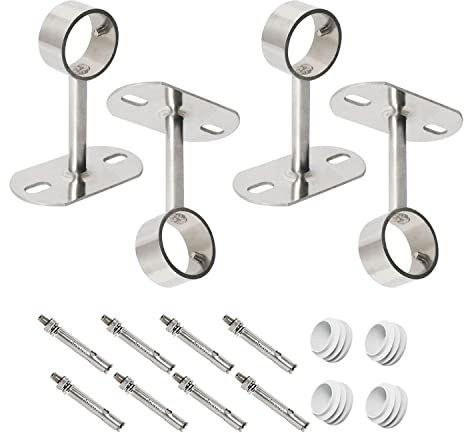 Ohamtes 4Pcs ID32mm(1-1/4), L100mm, Clothes Rail mounting Bracket, Shower Curtain Closet tie Rod Support Frame, Curtain Rod Flange Socket, Suitable for Ceiling or Wall mounting