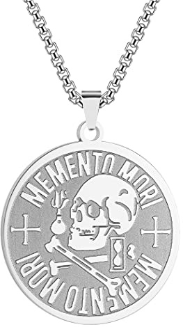 Chereda Halskette mit Totenkopf-Anhänger, Edelstahl, für Herren, Schmuck, Rock, Punk, Skelett, Partygeschenk, Edelstahl, Kein Edelstein