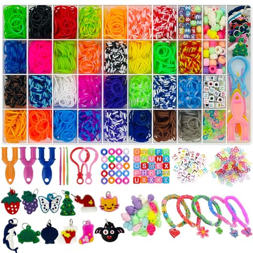 Delycazy Bracelet Elastique Enfant, 2500+ Élastique Bracelet Fabrication Jouet Cadeau pour Fille 5 6 7 8 9 10 11 12 Ans