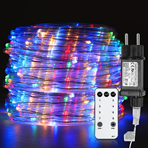 Herrselsam LED Lichterschlauch 20M LED Schlauch IP65 Wasserdicht mit Fernbedienung und 8 Modi Dekorative Lichterkette Bunt Helligkeit Dimmbar für Außen Innen
