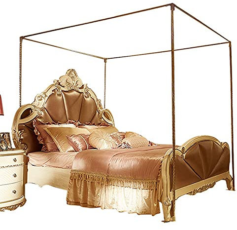 Usknxiu Moskitonetzhalter Vier Eckbett, Edelstahl Baldachin Moskitonetz Baldachin Rahmen, Bettüberdachung, Gestell für Twin/Full/Queen/California King/King Size Bett,1.8×2.2m Bed