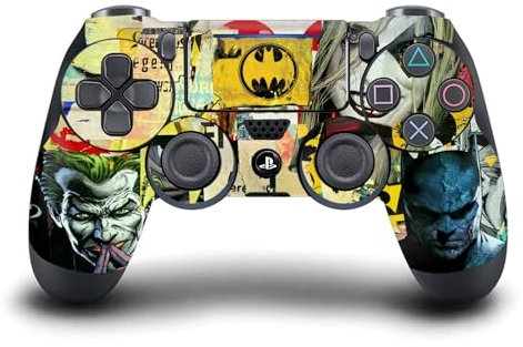 Head Case Designs Officially Licensed Batman DC Comics Torn Collage Logos And Comic Book Vinyl Sticker Gaming Skin Decal Cover Compatible With Sony PlayStation 4 PS4 DualShock 4 Controller