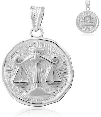 viva-adorno Kettenanhänger Sternzeichenanhänger 925 Silber Zodiak Sternzeichen Anhänger Münze Medaillon Tierkreiszeichen beidseitig tragbar As8s