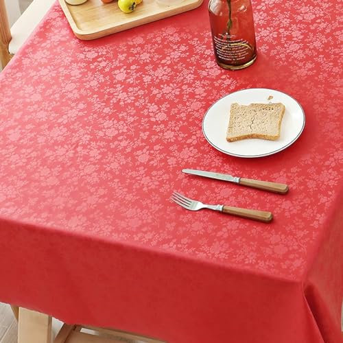 XQSSB Tischdecke Tischwäsche Tischtücher Wasserabweisend Anti Hot Wear Resistant Tischdecke Wachstuchdecke C Red 90 × 90cm