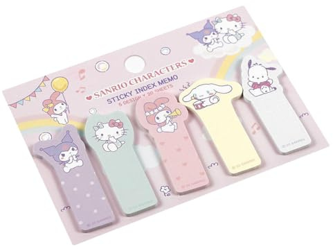 Sticky Index Memo Set Note Pad- Kawaii Kuromi, Kitty, My Melody, Cinnamon-roll, Pochacco Themed, Cute Stationary Note School Supplies Essential - Perfect for Teachers