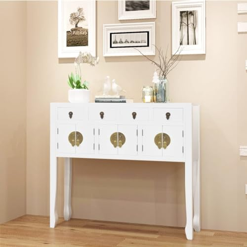 YUHI-HQYD Sideboard,Konsolenschränke,Büro-Schrank,Kabinett Konsole,Teeschränke,Buffet,TV-Schränke,Mehrzweck-Schränke,für Küche, Schlafzimmer, Büro, im chinesischen Stil Massivholz Weiß