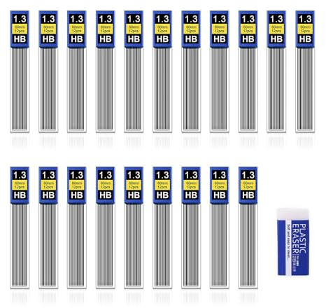 FURREN 240 Stück Bleistiftminen 1,3 HB Ersatzminen Druckbleistift Minenbleistift set Automatische Mine feinminenstift Bruchfeste Minen für Druckbleistifte and 1 Radierer,Geschmeidig und klar schreiben