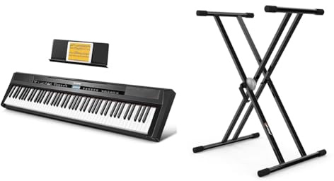 Donner Pianoforte Digitale, 88 Tasti Pesati, Pianoforte Elettrico Portatile & Audibax Onyx 130 Soporte Premium Tijera Doble para Teclado (Yamaha, Casio, Roland, Korg)