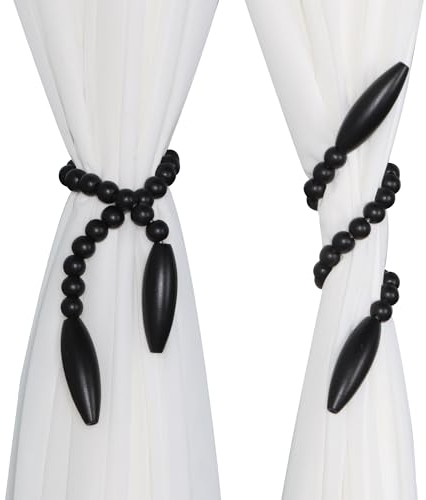 OCIOLI Confezione da 2 Fermatende a Spirale in Stile Bohémien Con Perline in Legno - Decorazione per Camera da Letto e Stanza dei Bambini