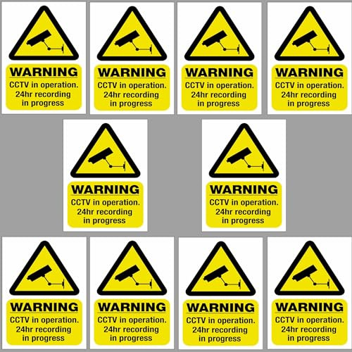 Inside Window CCTV Stickers – 10 Pack | Sticks Inside | Visible From Outside | 100mm x 70mm