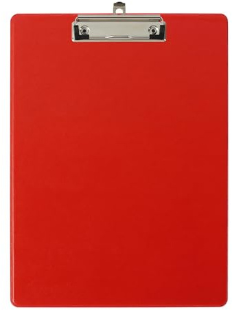 Exacompta - 19295E Klemmbrett mit Kunststoffhülle auf der Rückseite, 23 cm x 32 cm, für DIN A4, 10 Stück, rot