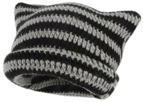 Katze Ohr Beanie Winter Katzenohren Hüte Weich Gestreifte Mädchen Geschenk Strickmütze Trendy Vintage Beanies Y2k Zubehör Women Girls Boys