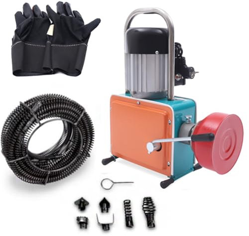 Rohrreinigungsspirale Elektrisch, 1000W 400 r/min Rohrreinigungsspirale, 15m rohrspirale Federlänge, 30m Länge der Reinigung, für Ø20-150mm Rohrleitungen, Abflussreiniger Spirale, Rohrreinigungsgerät