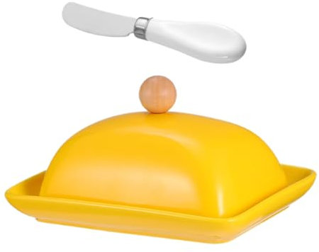 HOLIDYOYO Keramik Butterdose Mit Deckel Eleganter Gelber Butterbehälter Für Küche Und Kühlschrank Langlebig Und Wiederverwendbar Für Butter Und Käse Praktisches Haushalts