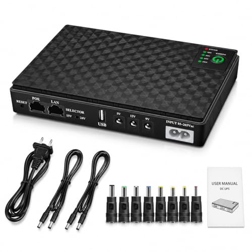 INVERCRIGIL Mini UPS Battery Backup for Routers, Built-in 10400mAh Rechargeable Surge Protector with POE, Output USB 5V/2A DC 5V/9V/12V 2A for Modem, Security Camera, Smartphones (DC1036)