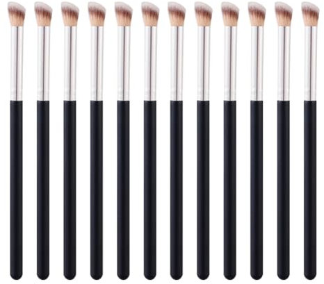 JIHUOO Lot de 12 pinceaux de maquillage pour fard à paupières, anti-cernes, pinceau de maquillage sous les yeux, pinceau de contour du nez, petit pinceau estompeur, petit pinceau de fond de teint,