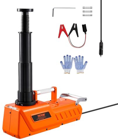 VEVOR Cric Électrique 15 T, Cric de Voiture Automatique Réglable, Cric de Levage avec Capacité de Charge Élevée, Outil Démonte-Pneu Portable avec Lumière LED, pour Dépannage Routière SUV Berline