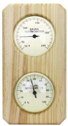 Surluoen Termómetro de Sauna, Higrómetro Fahrenheit, Termostato de Sauna para Interiores 2 en 1, Sauna para Sauna Tradicional, Barril