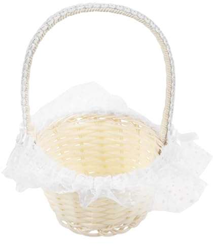 Ciieeo Cesta De Flores De Ratán Rústico Decoración De La Boda Mimbre Chica Tejido Fiesta Nupcial Cesta De Boda Interior Al Aire Cestas De Niña De Las Flores Para Bodas Paño