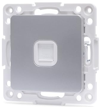 Internetuttag – del för tysk/fransk 1-vägs anslutning, silver, perfekt för moderna elinstallationer.*