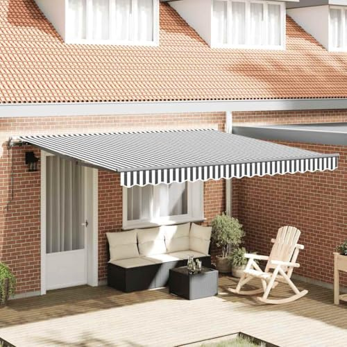 Qnhdfrt Automatische Markise Anthrazit Weiß 400x300 cm UV-Schutz für Balkon Terrasse Garten mit Fernbedienung Robust und Langlebig